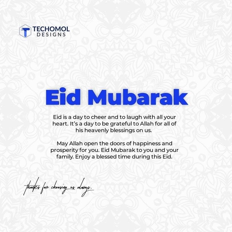 techomoldesigns's tweet photo. Eid is a day to cheer and to laugh with all your heart. It's a day to be grateful to Allah for all His heavenly blessing on us.

May Allah open the doors of happiness and prosperity for you.
Eid Mubarak! #EidAlAdha #EidMubarak #eidaladha2022 https://t.co/dSNUUp8D3Q