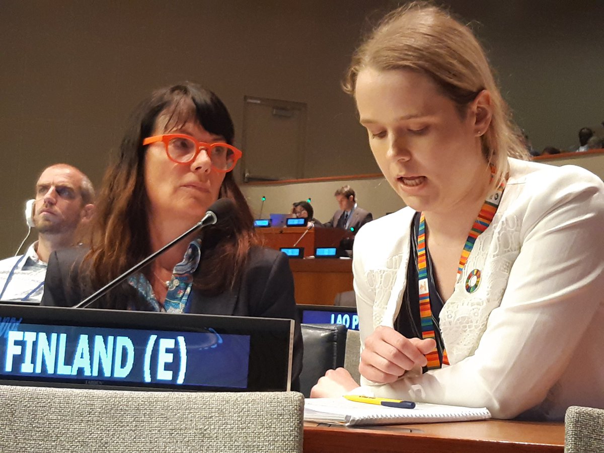 Powerful #SDG15 statement of Finland's CBD chief negotiator <a href="/MarinaW64/">Marina v Weissenberg</a> &amp; Youth Delagate <a href="/EmmaMerikanto/">Emma Merikanto</a>. Biodiversity needs to be mainstreamed to all sectors to implement the new Global biodiv framework. We need to move from promises to action! #HLPF2022 <a href="/yministerio/">Ympäristöministeriö</a> <a href="/FinlandUN/">Finland's Mission to the UN 🇫🇮🇺🇳</a>