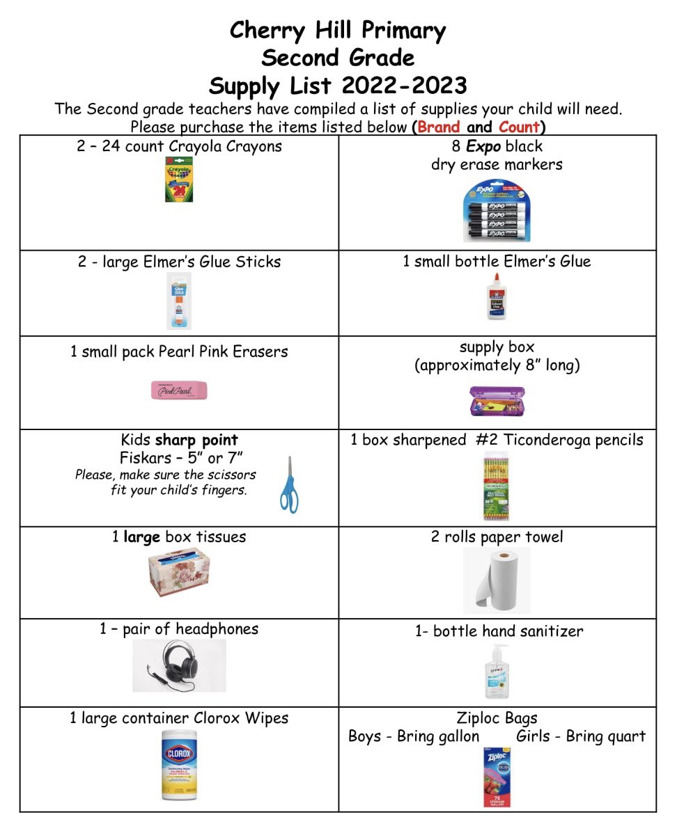 Cherry Hill Primary 2022-2023 School Supply List 💙🦁
#EngageInspireGrow 
#InspireExcellence 
#OthersFirst