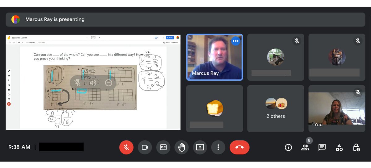 Week 2 of virtual intermediate numeracy @OntarioSLP
 at <a href="/LKDSB/">Lambton Kent DSB</a> - teachers engaging students. Mr. Ray got my attention when he referenced chocolate bars while learning about equivalent, improper and mixed fractions!