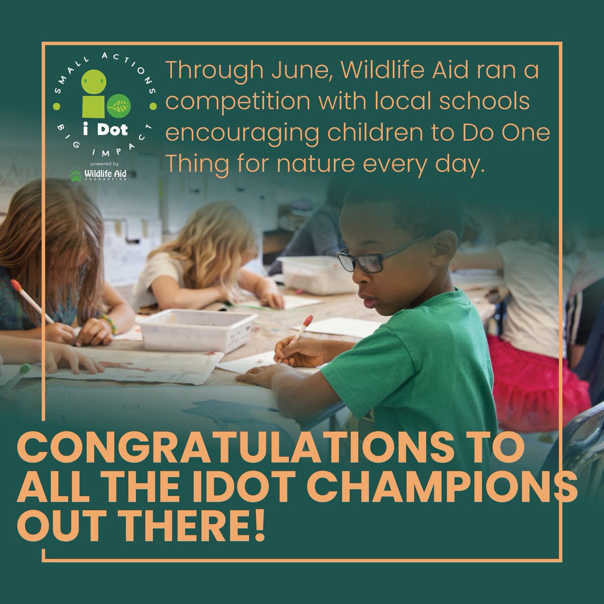 idoonething's tweet photo. In June @WildlifeAid challenged #iDot participating schools/groups (@ACSCobhamSchool,@Standrewscobham,@SPPSDorking &amp; many more) to see how many iDots they could achieve in one month. Together these incredible children carried out thousands of positive actionsfor  British #nature. https://t.co/Ethrpz8h1f