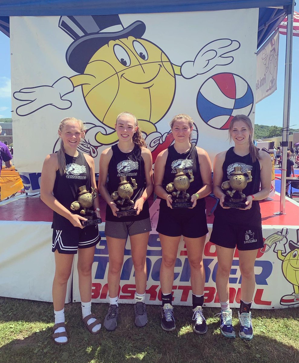 Congrats to the Armadillos squad on taking 1st place at the Norwich Gus Macker! <a href="/jgransbury9/">Jacqlyn</a> (Walton), <a href="/BrookeTillotson/">Brooke Tillotson</a> (Marathon), Hannah Ferguson (Newark Valley) &amp; Hannah Bonczkowski (G-MU) did a great job representing the Dillos!