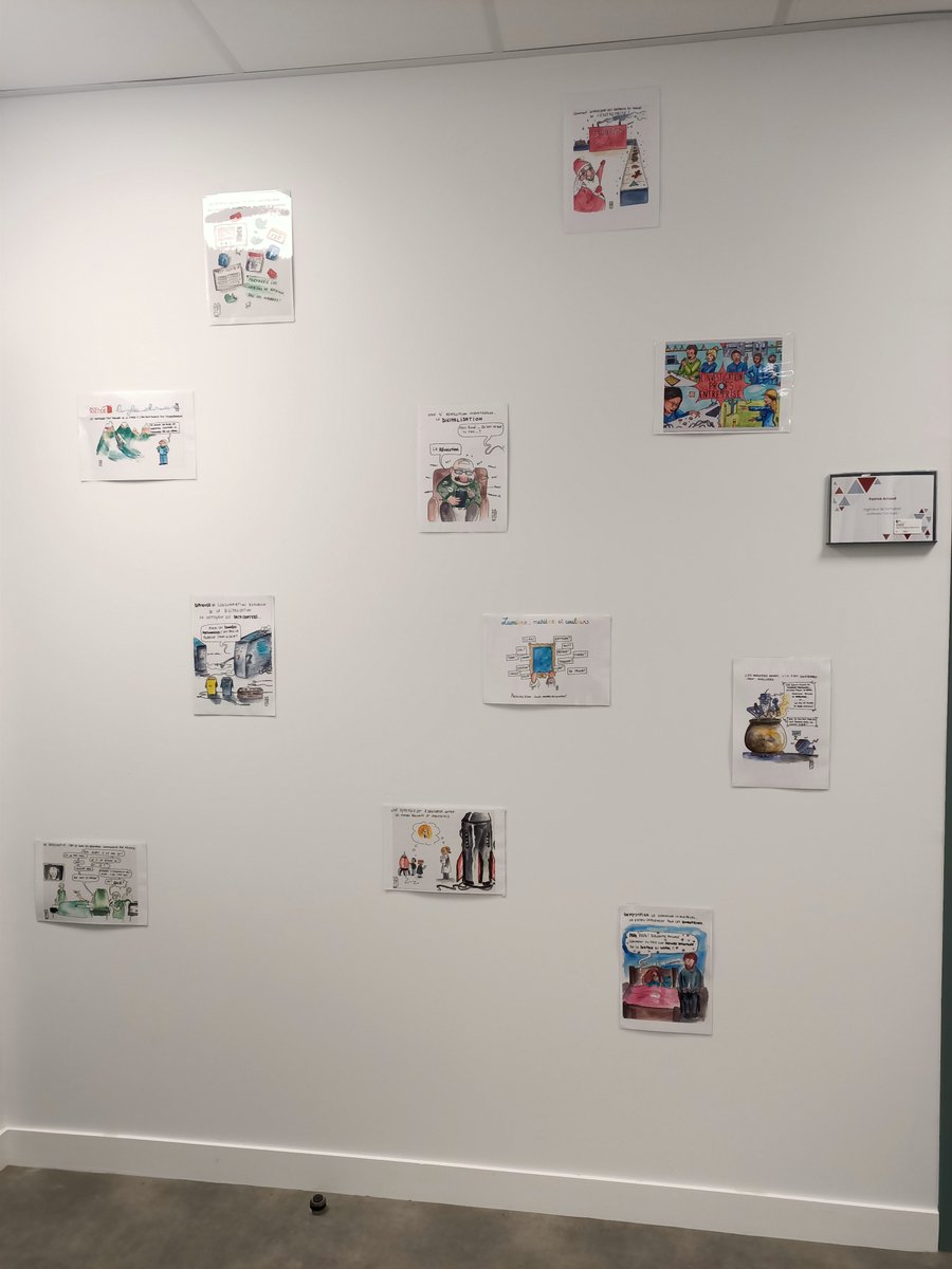 La Maison pour la science s’installe dans ses nouveaux locaux à Bergès et quoi de mieux pour s'installer que de décorer ? 😄
De nouveaux murs parfaits pour accueillir les dessins de <a href="/JuPolge/">Julie Polge</a> réalisés pour les séminaires ou formations de la MPLS depuis quelques années ! 😍