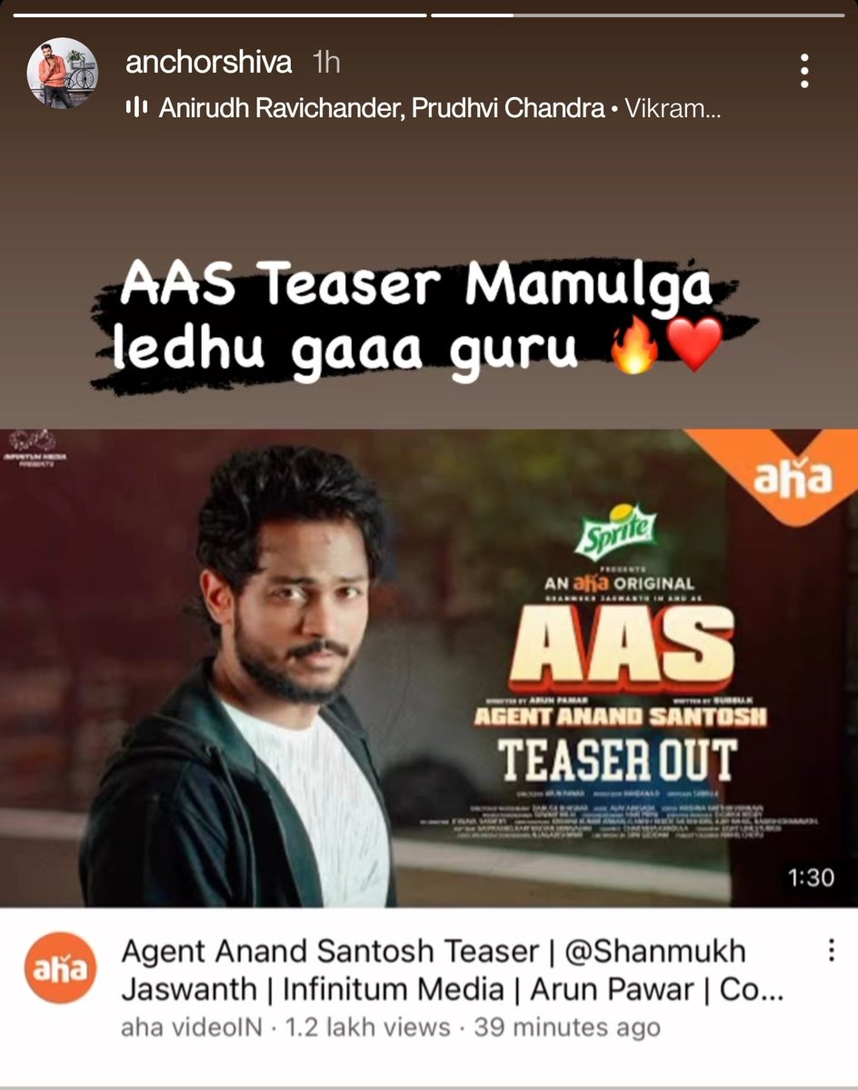 shivafansikkada's tweet photo. #AASOnAHA #AASTEASER
#Shannu #AnchorShiva 😎 🤩
https://t.co/7ZAnclIk5G https://t.co/g2Nb9EvhKS