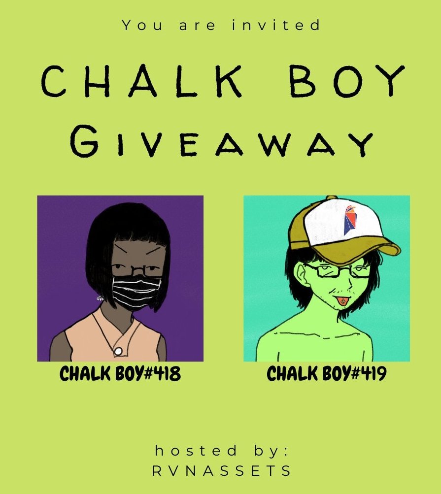 WIN 2 FREE NFT'S #GIVEAWAY 🤯

1️⃣ Like &amp; RT
2️⃣ Follow <a href="/chalkboyrvn/">Chalk Boy 🅁🅅🄽</a> &amp; <a href="/RavencoinAssets/">RÀ ¹³³⁷ NFT</a> 
3️⃣ Tag someone in the comments

Winners in 48 hours: 🏆🏆

#Chalkboy #Ravencoin #NFT #RVN #NFTGiveaway #FreeMINT #FreeNFT