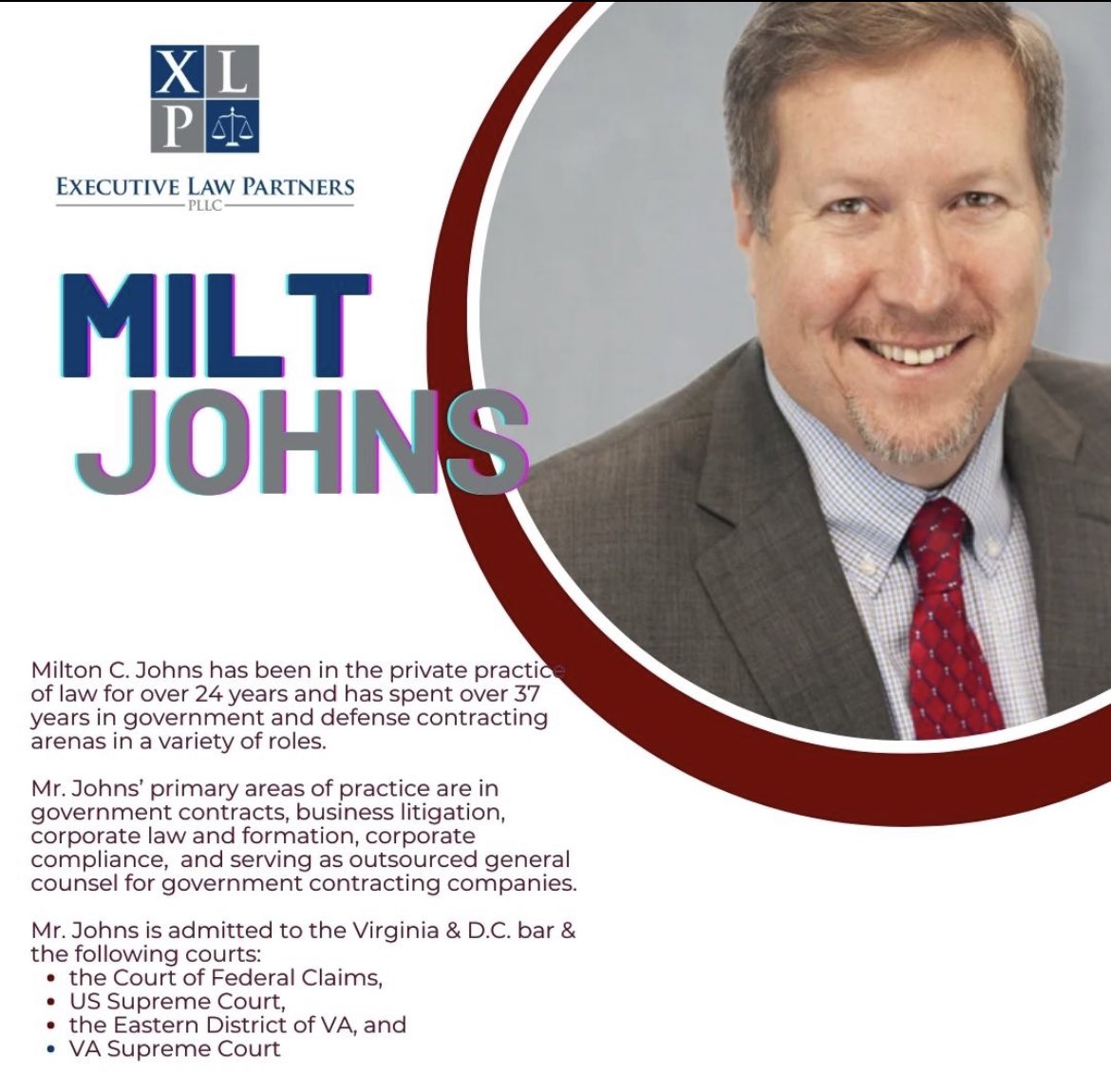 XLPPLLC's tweet photo. @MiltEsq has a long history of defending gov con clients in bid protests &amp; assisting veteran clients in developing small businesses https://t.co/NzDAhiVWfk