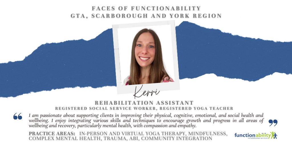 fa_rehab's tweet photo. Meet Kerri! Kerri is a Rehabilitation Assistant and Yoga Teacher in the GTA whose areas of practice include In-person and Virtual Yoga Therapy, Mindfulness, Complex Mental Health, Trauma, ABI, and Community Integration.
#FacesofFunctionAbility #OntarioRehabilitation #Yoga https://t.co/soneohjFqn
