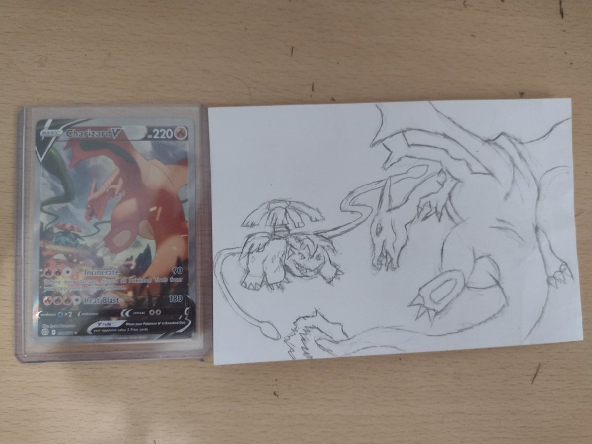 symbioticlava's tweet image. A little bit of a two for one, love this card design. #CharizardV #LavArt