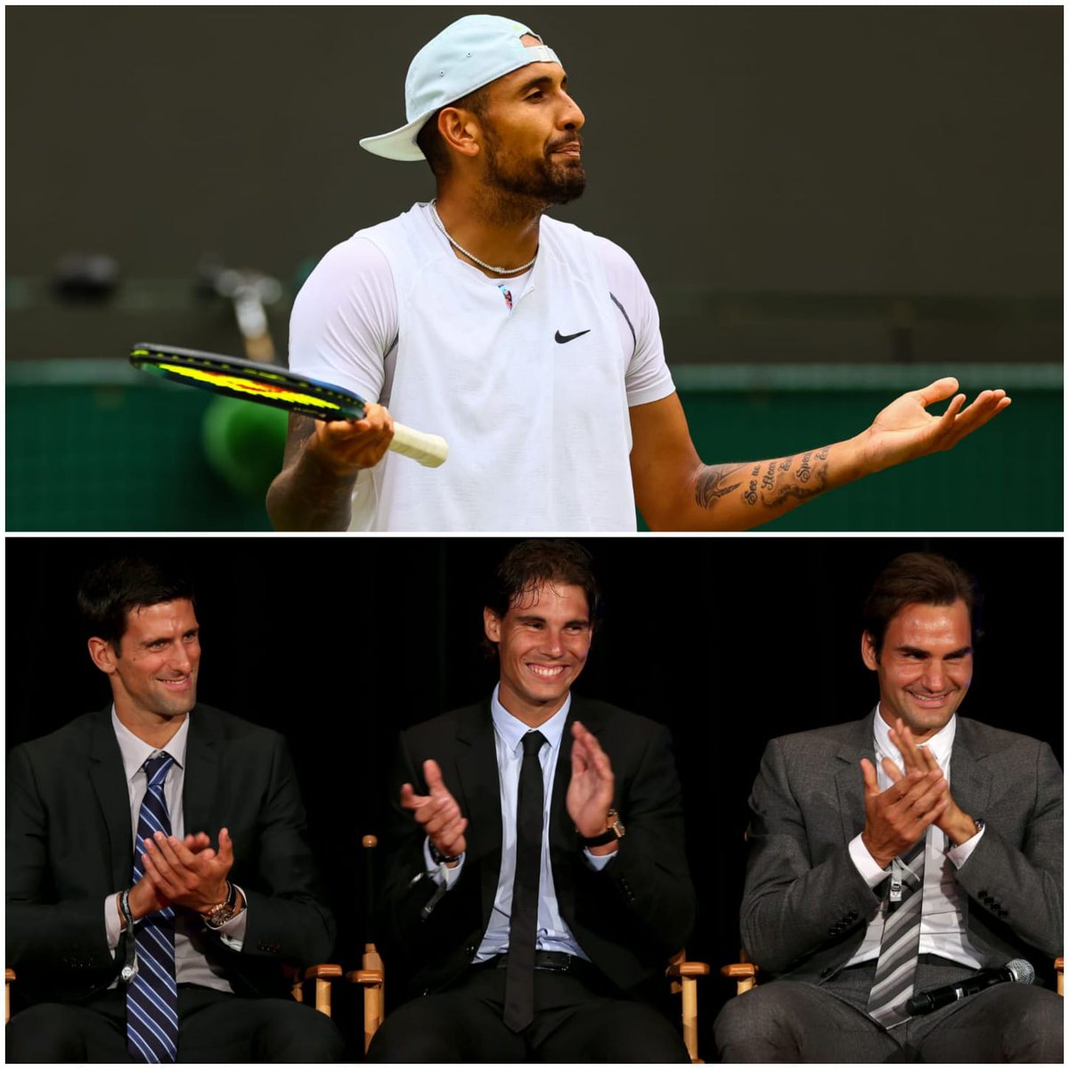 goitiatenis's tweet photo. ¡SIN VUELTAS! Kyrgios aseguró:
✅"Nunca veremos a un jugador tan bueno como Djokovic"
✅"No volveremos a ver un competidor como Nadal"
✅"No veremos más a alguien con un gran talento como Federer"
✅"Para ganarles hay que subir el Monte Everest. Será triste cuando se vayan..." https://t.co/23PtqJFz8e