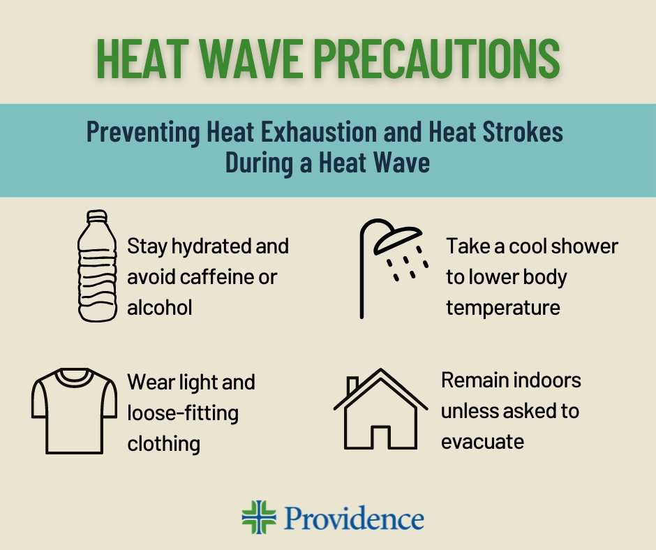 providence_phc's tweet image. Temperatures are expected to soar this week. Prepare for the upcoming #heatwave by taking proper precautions and learning about the difference between heat exhaustion and heat stroke.

#Spokane #summer #summerheat #heatstroke #heatexhaustion