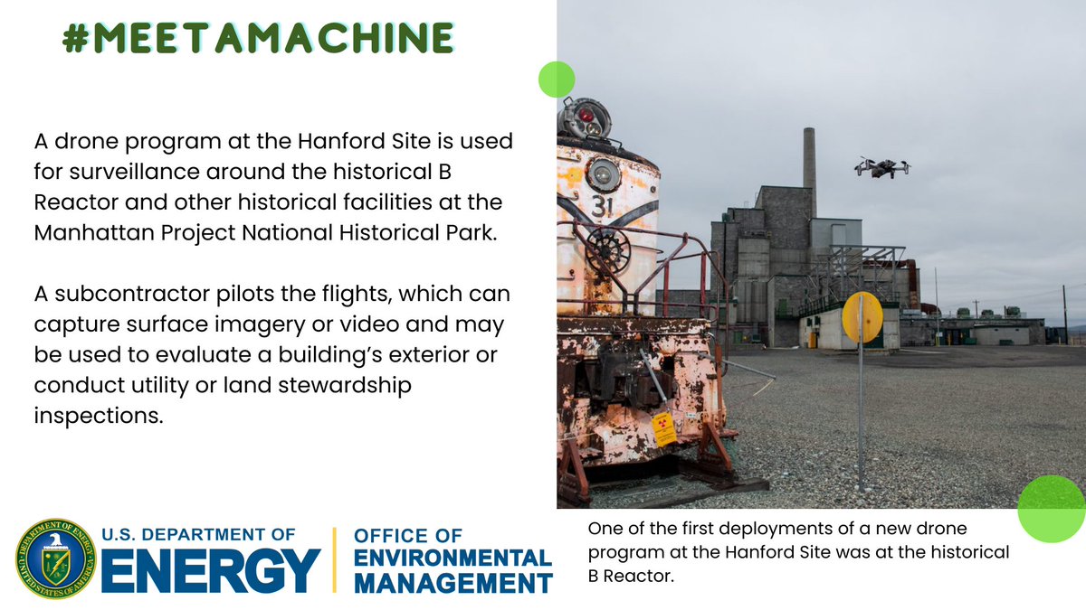 EMcleanup's tweet photo. Hanford deploys drone program to assist site inspections #MeetAMachine. Read more at https://t.co/41xO6qxIvo! https://t.co/YqxMqyeUZh