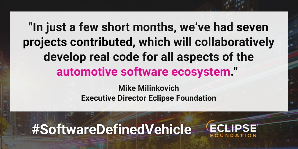 Hear what working group members and industry thought-leaders are saying about #SoftwareDefinedVehicle. Read our news release: hubs.la/Q01gtvMJ0 #SDV #smartvehicles #opensource <a href="/SDVeclipse/">Eclipse Software Defined Vehicle</a>