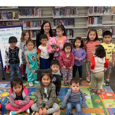 ELFempowers's tweet photo. Blast from the past, when Piggie Bear visited the Garden Grove Library 💜 🐷 🐻 

#elfempowers 
#extraordinarylivesfoundation https://t.co/C81Scw2uIA