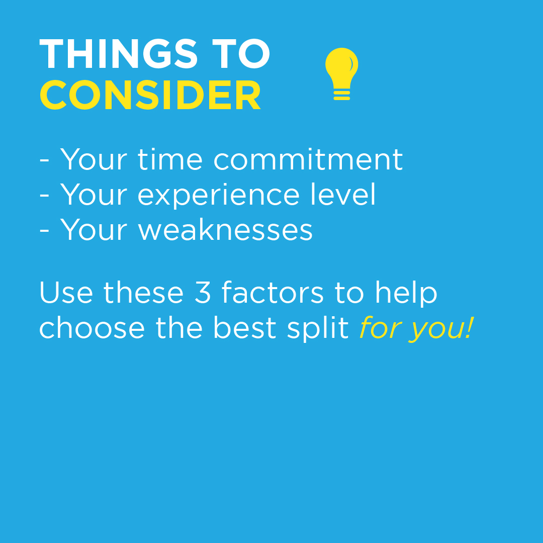 TruFit_Clubs's tweet photo. It can be tricky figuring out what to do in the gym based on your needs and goals. Here is some info about workout split schedules to help you prep for your next workout #TruFit #GymLife #GymTips https://t.co/1bU77Uu2xW