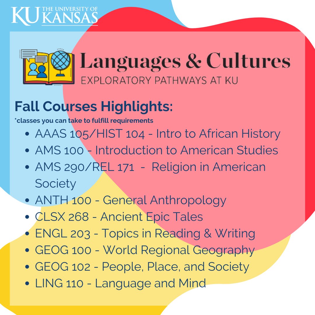 KUAdvising's tweet photo. To learn more about this pathway, go to: https://t.co/OK5nms7J9H
#kuadvising #exploratorypathwaysku #exploremonday #languages #cultures https://t.co/bR6nnzvCLS
