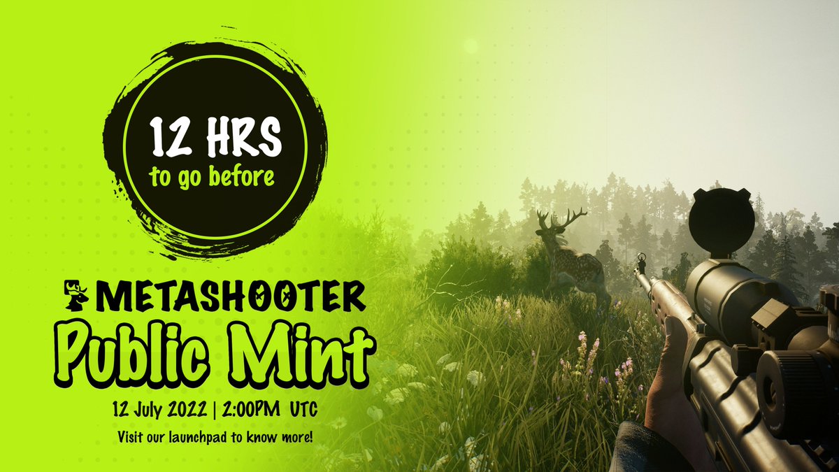 And the countdown begins! 

🔊 12 HOURS left before <a href="/MetaShooter_gg/">MetaShooter</a> PUBLIC #MINT goes live on our launchpad!

⏰ 12 July 2022, 2:00PM UTC
🎁 Exclusive #Metashooter NFT mystery boxes at 200 $BUSD each

🚀 Launchpad link HERE👇🏻
app.bltzr.gg/launchpad/meta…

#Launchpad #BalthazarDAO