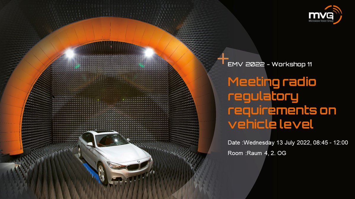 Join us at the #EMV workshop, July 13:   Meeting Radio Regulatory Requirements on Vehicle Level where MVG will be presenting its expertise.
mvg-world.com/en/news/worksh…