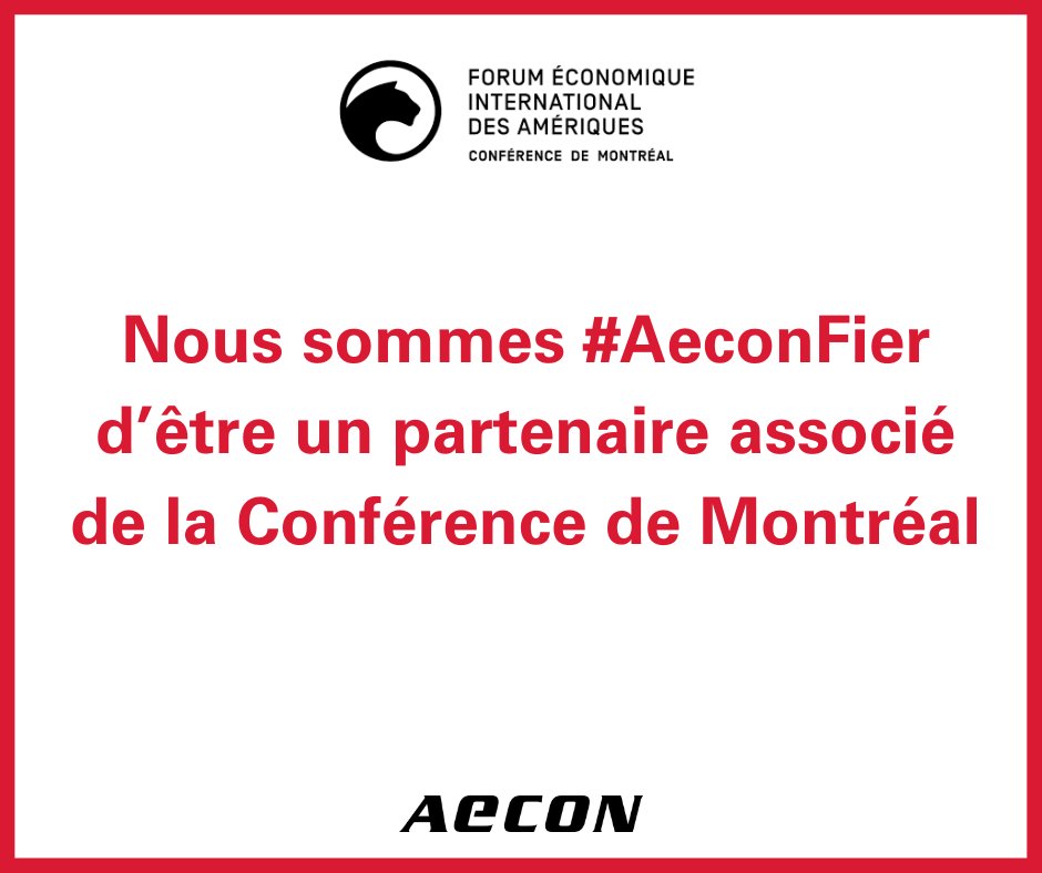 AeconGroupInc's tweet photo. Nous sommes #AeconFier d’être un partenaire associé de la Conférence de Montréal du FEIA. Cette année, elle aura lieu du 11 au 13 juillet et son thème est « Mener la transition verte ». Plus d’informations et inscription : https://t.co/LrSLS5VmQH #ConfMTL #FEIA #carboneutralite https://t.co/gIxQpqFtUI