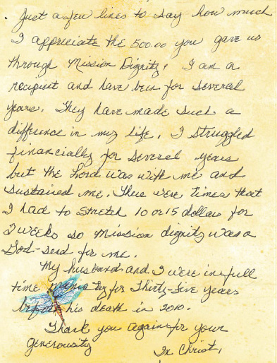 BFofSC's tweet image. Each year the Foundation takes joy in being a part of distributing an additional, unexpected gift to Mission Dignity recipients. The "Thank You" letters we receive highlight over and over God's goodness and His provision for His children!