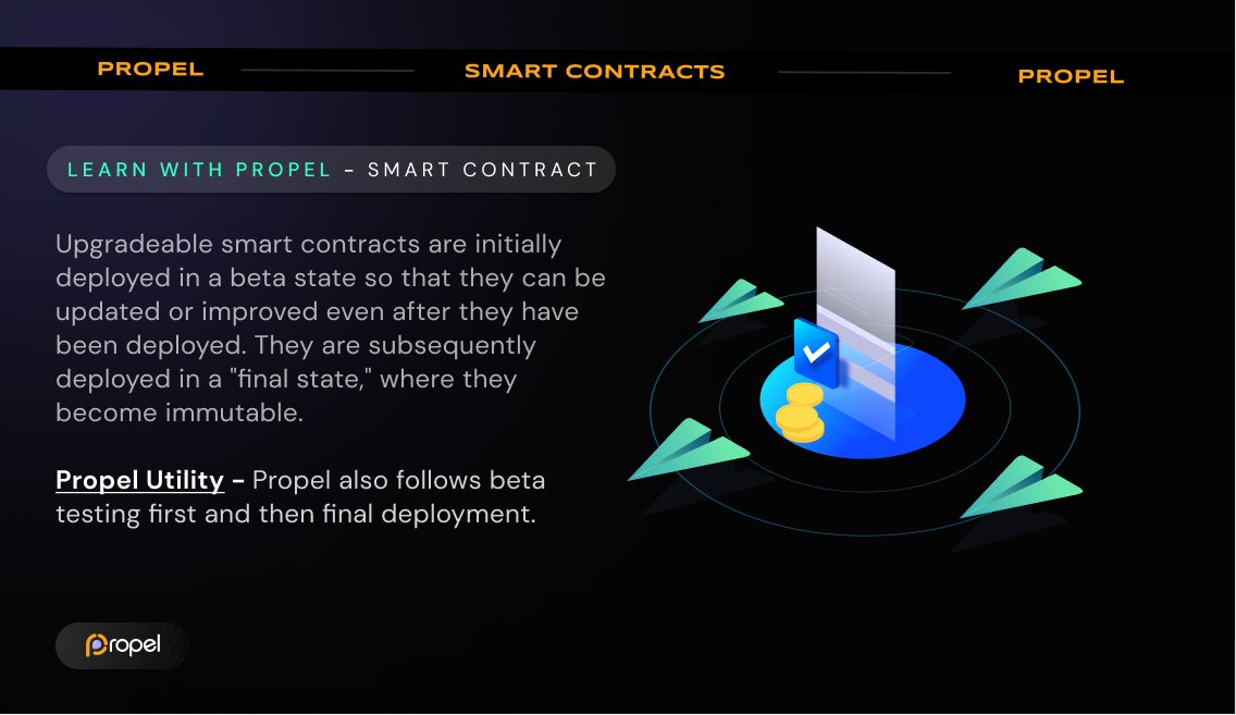 PEACEOKONDAN1's tweet photo. #LearnWithPropel
#Upgradeable #SmartContracts are initially deployed in a beta state so that they can be updated or improved
#PropelUtility - Propel also follows beta testing first and then final deployment as a standard process for accurate results
#SmartContract #PEL #NFTs https://t.co/ZqRMBvcO04