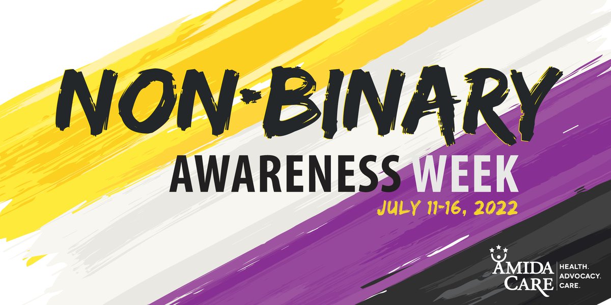 AmidaCareNY's tweet photo. #NonBinaryWeek is dedicated to those whose gender identity involves being both a man &amp; a woman, or that is outside of that binary. Through visibility, advocacy, awareness, and education, we celebrate non-binary people and all the diverse identities of our communities. 💛 🤍💜 🖤 https://t.co/0V8VmMHT9S
