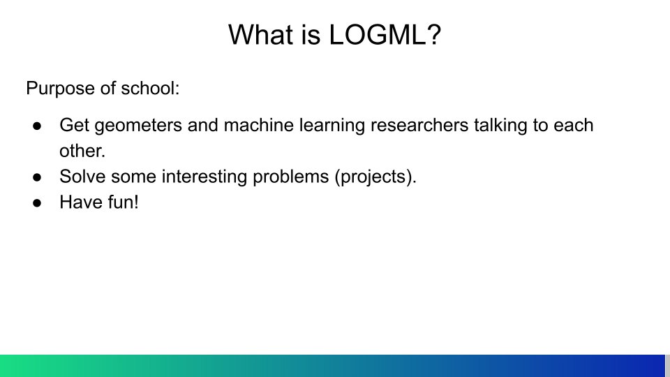 LogmlSchool's tweet photo. Happy Day 1 of #logml22!🥳 

We welcome 123 mentees, 27 mentors, 5 speakers, 3 women-in-computing panelists, 2 keynotes, and 2 tutorials!🤯

No doubt this is going to be an INCREDIBLE week!🤩

#geometry #machinelearning #summerschool https://t.co/2rMWP1uZPp