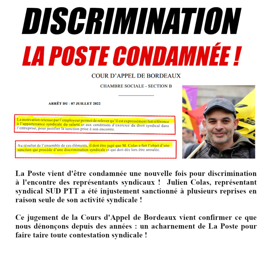 EnLuttes's tweet photo. 🏳️‍🌈 RAINBOW BLOCK BORDEAUX 🏳️‍🌈
✊ SEULE LA LUTTE PAIE ✊
🔥 DISCRIMINATION : La Poste condamnée !  
📢 Depuis SUD PTT Gironde, le 8 juillet 2022 https://t.co/CR77L73hCu