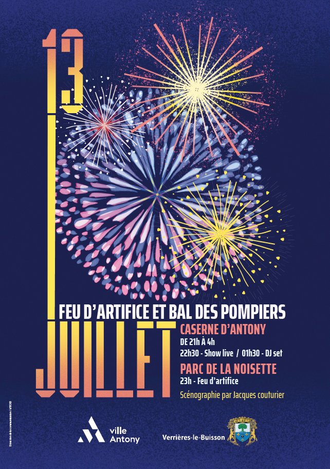 VilleAntony's tweet photo. Levez les yeux ! 🎆

Mercredi 13 juillet à 23h, venez admirer le traditionnel feu d'artifice du Parc de la Noisette ! 🤩

Plus d'informations en cliquant ici 🔽
https://t.co/Esrw0RE11y https://t.co/RdEtK1b5AP