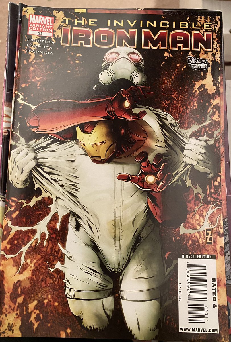 comicsmiz's tweet photo. Take a look at this cover by Patrick Zircher of #InvincibleIronMan #23. The composition is simple: 2 figures. But because of the dynamic way Iron Man seems to be caught in the Ghost, it grabs your eye. This is excellent work. #StillOrganizing #Comics https://t.co/py2zjzhTuc
