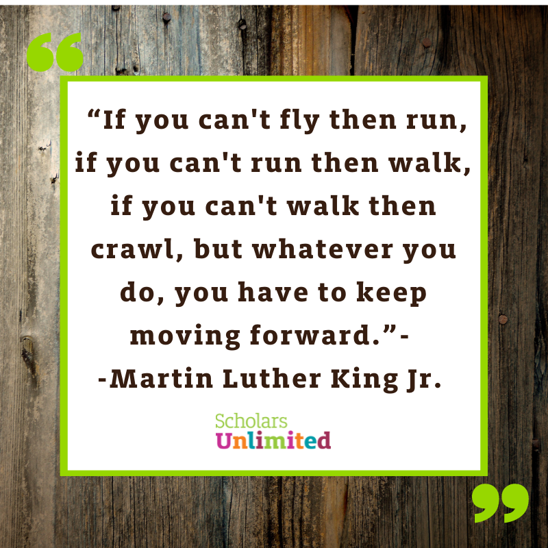 “If you can't fly then run, if you can't run then walk, if you can't walk then crawl, but whatever you do, you have to keep moving forward.”- Martin Luther King Jr. 

How are you going to walk with a purpose today?