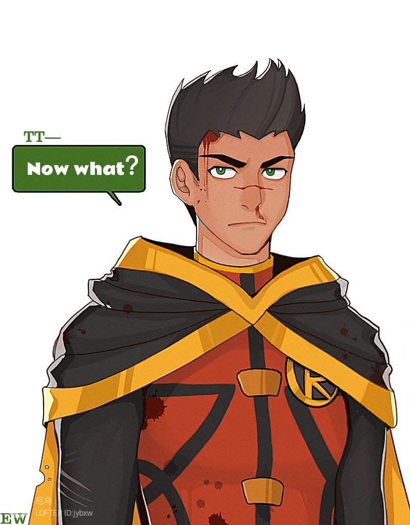 LIOUOIY's tweet photo. ✍🏼(o｀ε´o)After a battle.
#DamianWayne #Robin https://t.co/svpa9K1gVG