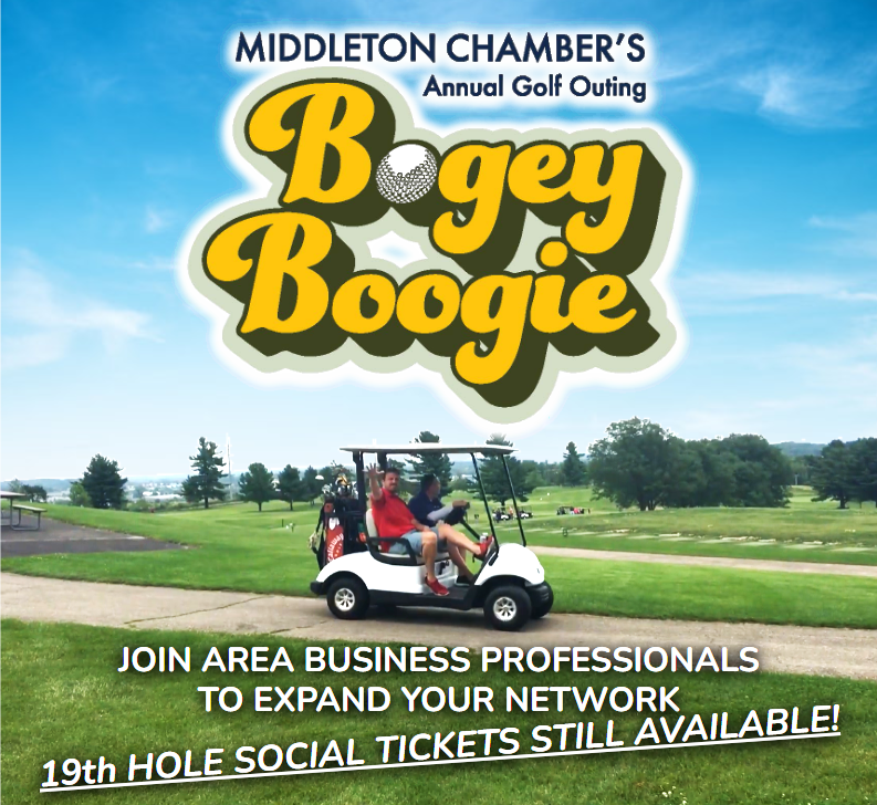There's still time to join an unforgettable outing and explore opportunities with local professionals on July 20th! Don't miss it! 

For tickets, visit our website" bit.ly/3uDvJMq

#MiddletonChamber #BogeyBoogie #MiddleTONofFun