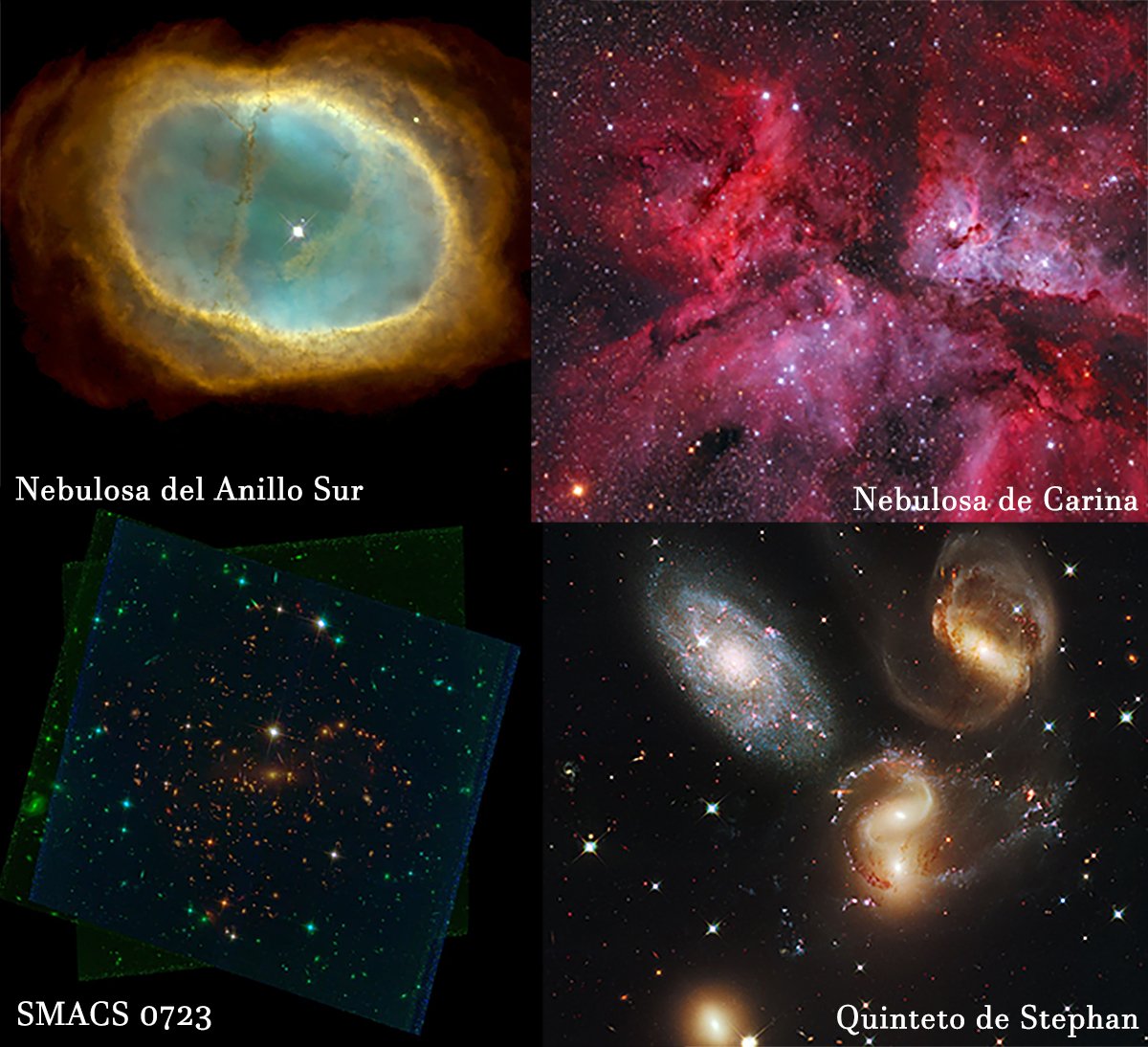 Las comparaciones son... maravillosas!

Así es como veíamos hasta hoy los 5 objetos que ha observado el telescopio James Webb. En unas horas podremos comparar y valorar el avance.
#TicTac #UnfoldTheUniverse