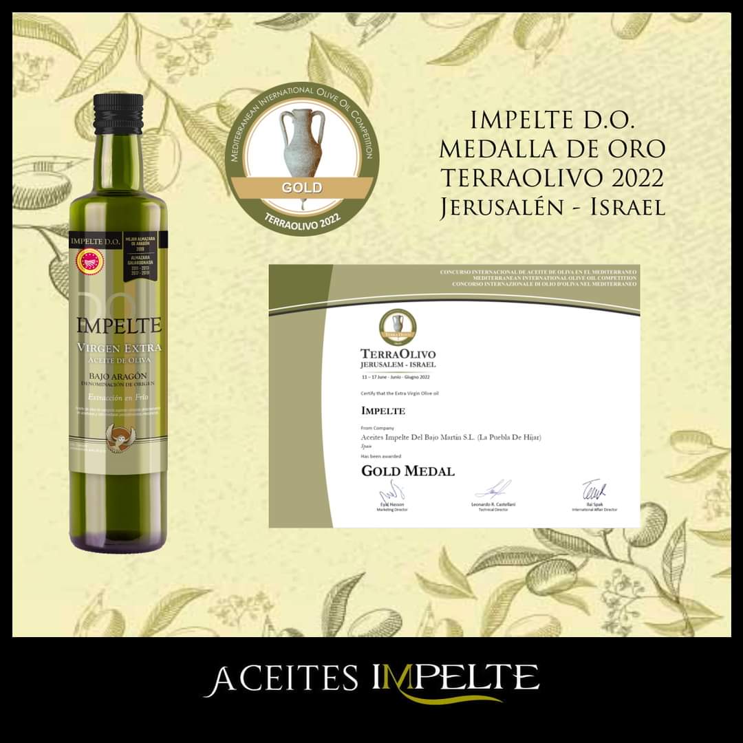 ¡TERRAOLIVO vuelve a reconocer la calidad de nuestro Impelte D.O.!
El concurso internacional Terraolivo IOOC - International Olive Oil Competition, ha premiado a nuestro Impelte D.O. con una Medalla de Oro 🥇. ¡GRACIAS!
#lamaspremiada #54premios #aove #evoo #awards #Terraolivo