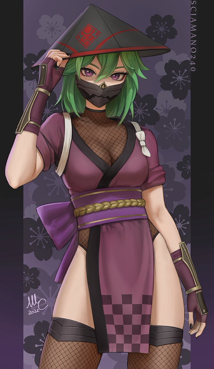 Kuki Shinobu from Genshin Impact, but in a more Arataki gang style outfit. Most of it was done on Twitch stream last Friday.