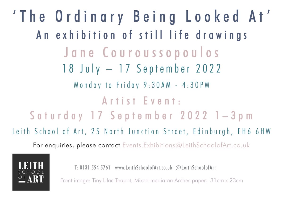 Our next #art exhibition is about to be unveiled: 
‘The Ordinary Being Looked At’ - An exhibition of still life drawings by Jane Couroussopoulos!
Join us from next Monday: 18 Jul to 17 Sep, Mon-Fri 9.30–4.30pm, at 25 North Junction St, #Leith
AND Artist Event: Sat 17 Sep, 1–3pm🍷