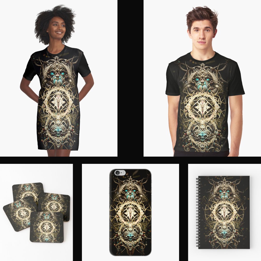 ringdrache's tweet photo. Ornament totem

New design available after a little creative break ^^
https://t.co/FhaR4A6e7m

iOrnament+disco diffusion+affinity photo to stitch everything togehter ^^

#art #illustration #digital #digitalart #fantasyart 
#artwork #aiart #redbubble  #iornament  #discodiffusion https://t.co/UW8AFBxPZU