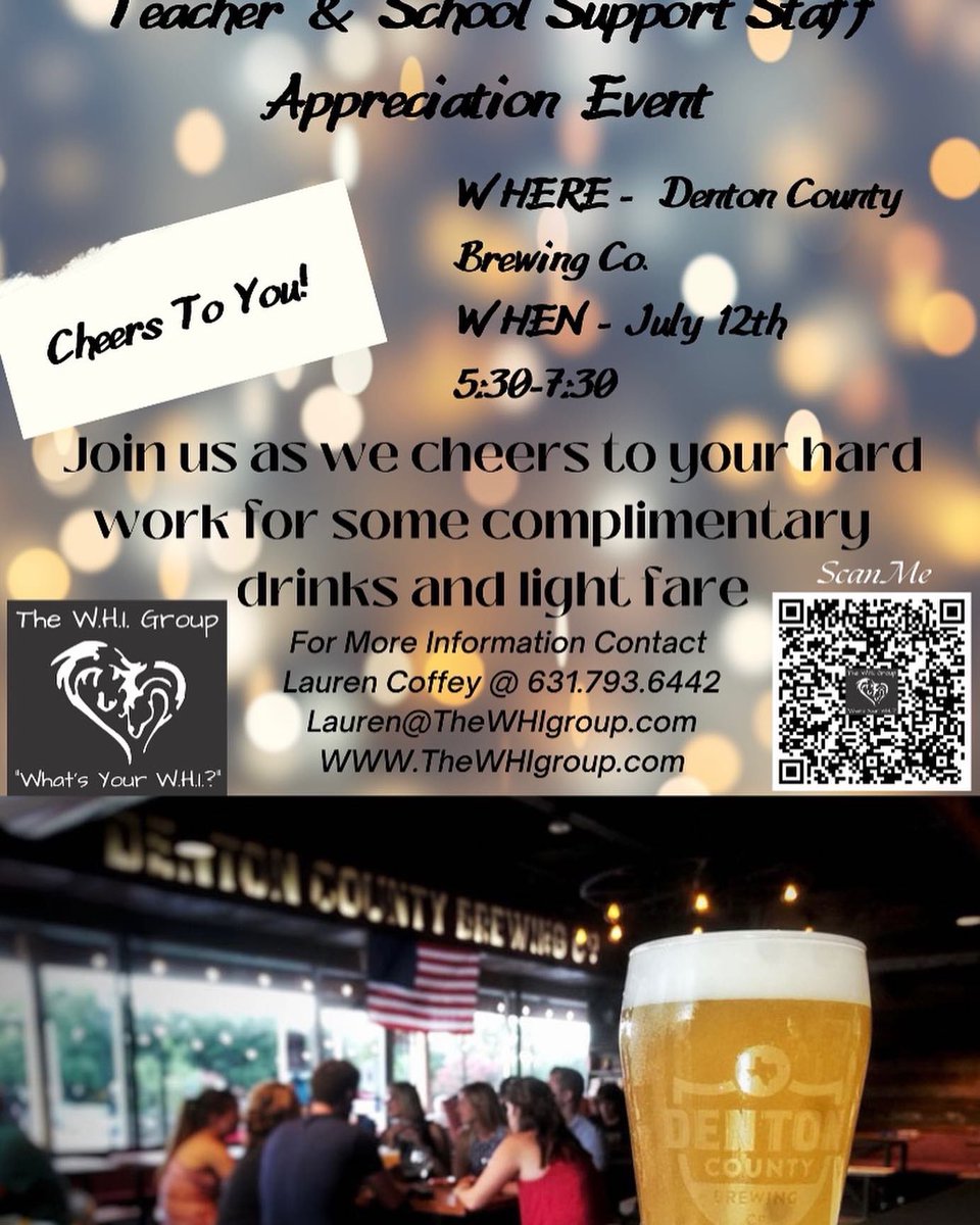 ColeMartinD3Ins's tweet photo. Join us tomorrow at @DENTONCBC Celebrating Teachers and Support Staff! Food, drinks and door prizes! Yay! https://t.co/HzXEOH4T9E