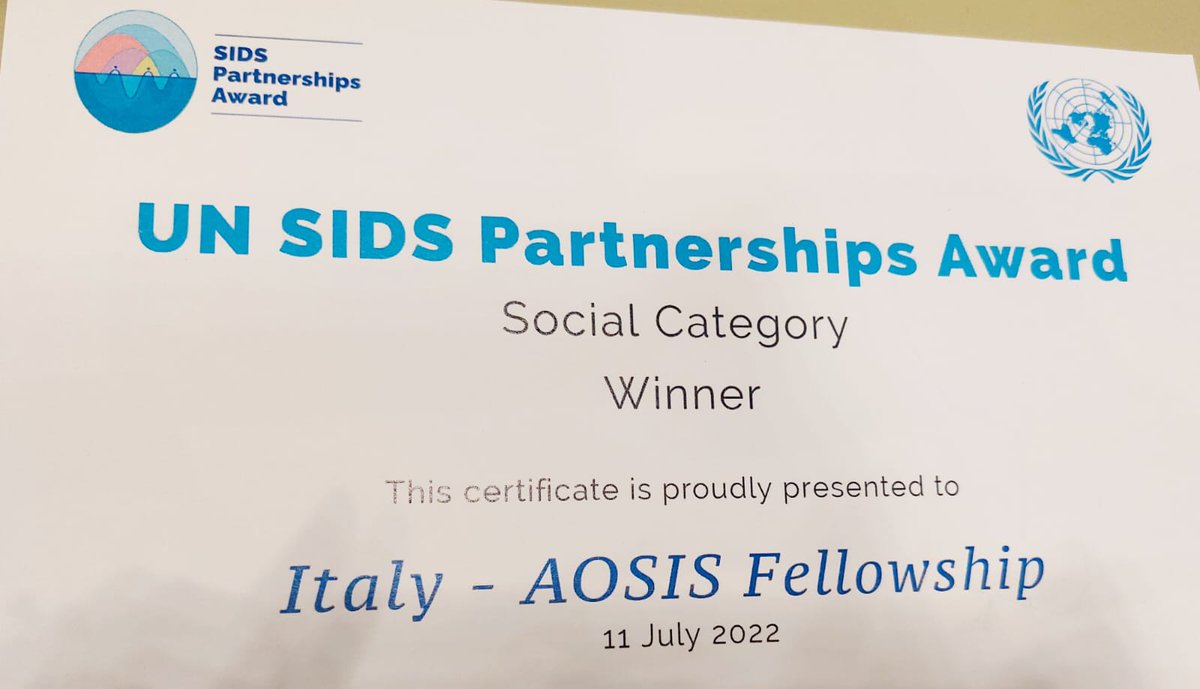 📢📢 ANNOUNCEMENT📢📢 The @AOSISFellowship - a #partnership between @Mite_IT and @AOSISChair, is one of the inaugural winners of the #UN #SIDS #Partnerships Awards.  

#SIDSMatter #capacitybuilding #SDG17 #people