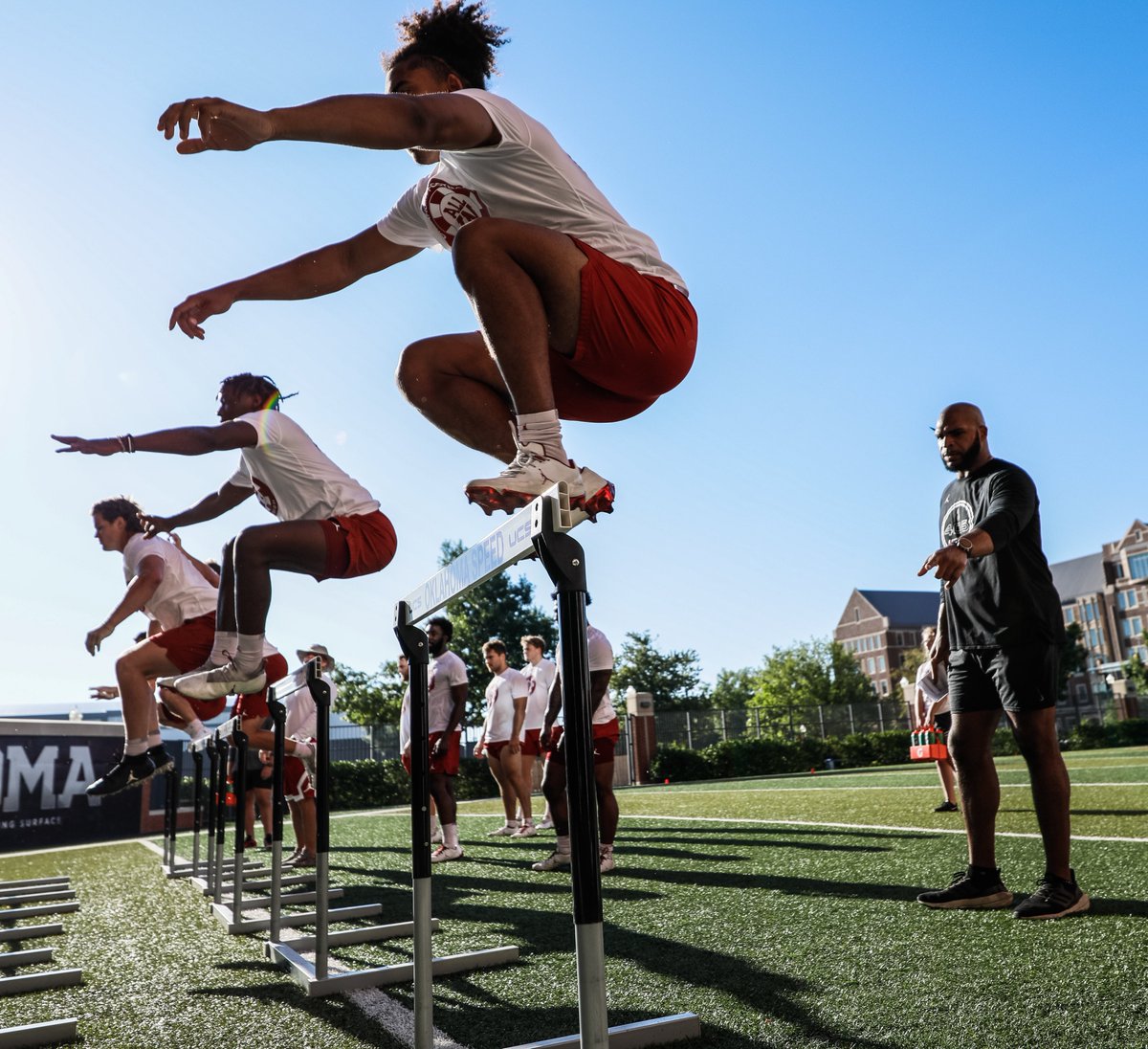 OU_Football's tweet photo. Reaching new heights. 

#OUDNA https://t.co/uvj4EWs7lK
