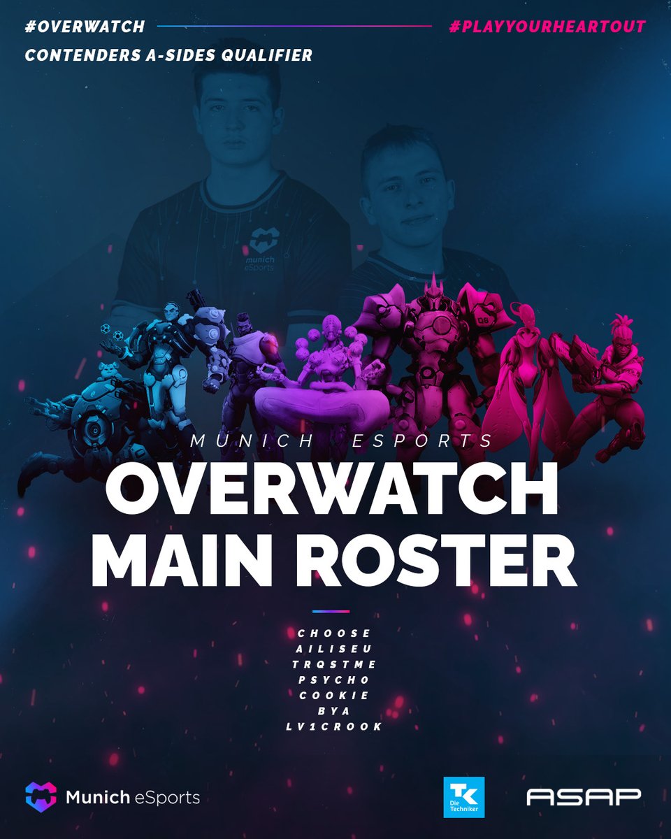 Das Ziel ist klar: fester #Contenders Spot sichern!☑️

Unser #Overwatch Main Team für die #SummerSeries A-Sides steht bereit:

⚔️@vF_Cookie
⚔️@OWPsych0
🛡️<a href="/Ailiseuuuuu/">oliver</a>
🛡️@Choose_OW
🛡️<a href="/TrqstO/">TrqstMe</a>
💉<a href="/ByaO_0/">Bya</a>
💉@Lv1Cro0k

💼<a href="/Algos05/">Algos05</a>
💼@Th3Other0ne

#PlayYourHeartOut #PathToPro #Contenders