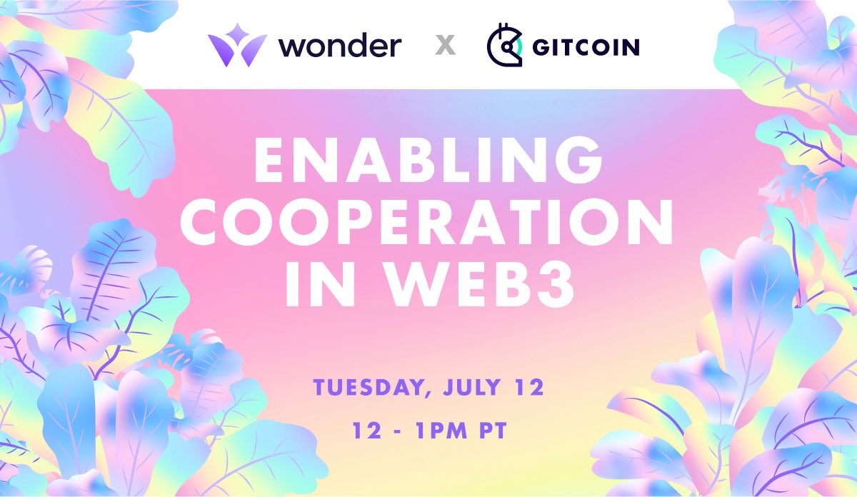 We're so excited to share space with <a href="/gitcoin/">Gitcoin</a> tomorrow, Tuesday, July 12th, from 12 - 1pm PST!

We'll be chatting DAO-to-DAO powerbuilding, creating sustainable crypto ecosystems, &amp; all things cooperative in Web3

Set your reminder below ⬇️

x.com/i/spaces/1eaKb…
