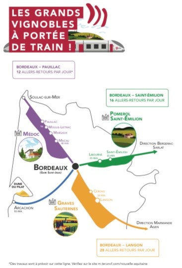 FabienSutter's tweet photo. Les grands vignobles à portée de train en @TERNouvelleAQ 😃

Aujourd'hui, zoom sur le Médoc : 3 Châteaux + La Rose Pauillac 🍇🍷 directement accessibles à pied depuis nos gares

✅ Avantages #TER sur présentation de votre billet de train

+ de TER - de CO2 🌍 https://t.co/PWyZ85OUm3