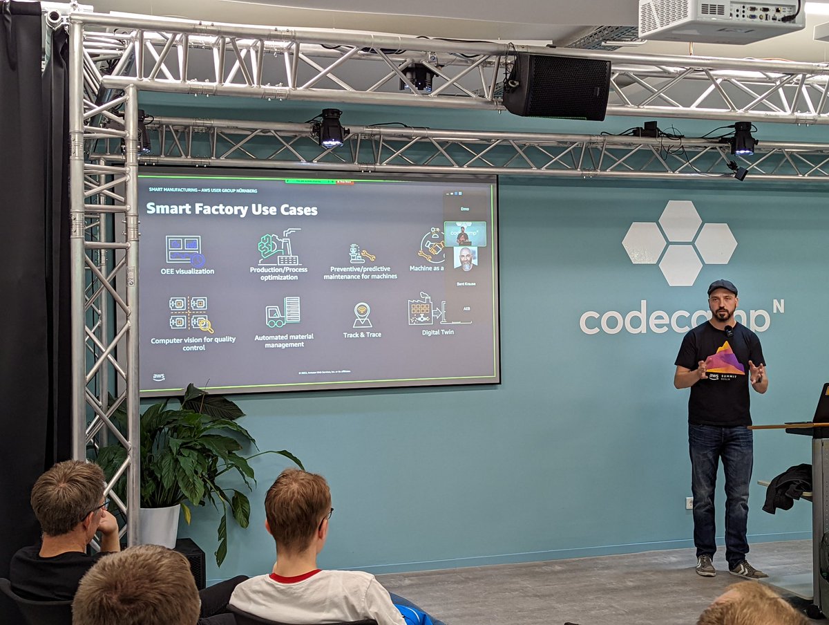 It's my pleasure to welcome <a href="/LegendaryEnno/">Enno</a> with his new talk "Smart Manufacturing with AWS" at the #AWS User Group Nürnberg. He presents plenty of real world use cases with real hardware before we delve into the world of beer and pizza at <a href="/codecamp_n/">CodeCamp:N</a>.

meetup.com/nurnberg-aws-u…