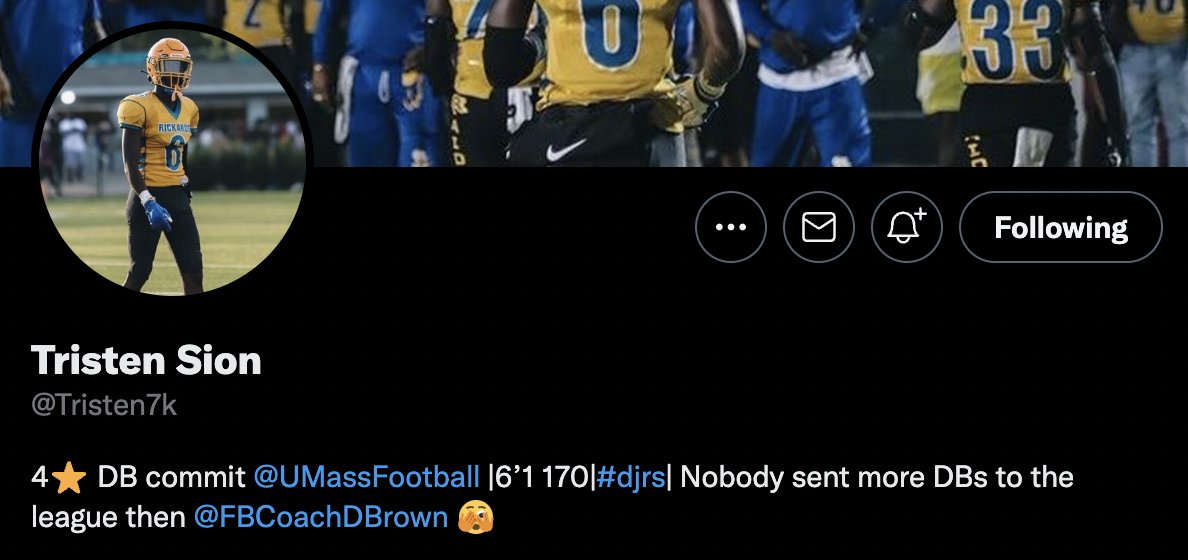 If you're wondering why @Tristen7k committed to UMass over Oregon, Ole Miss and Wisconsin, check his bio for an idea.