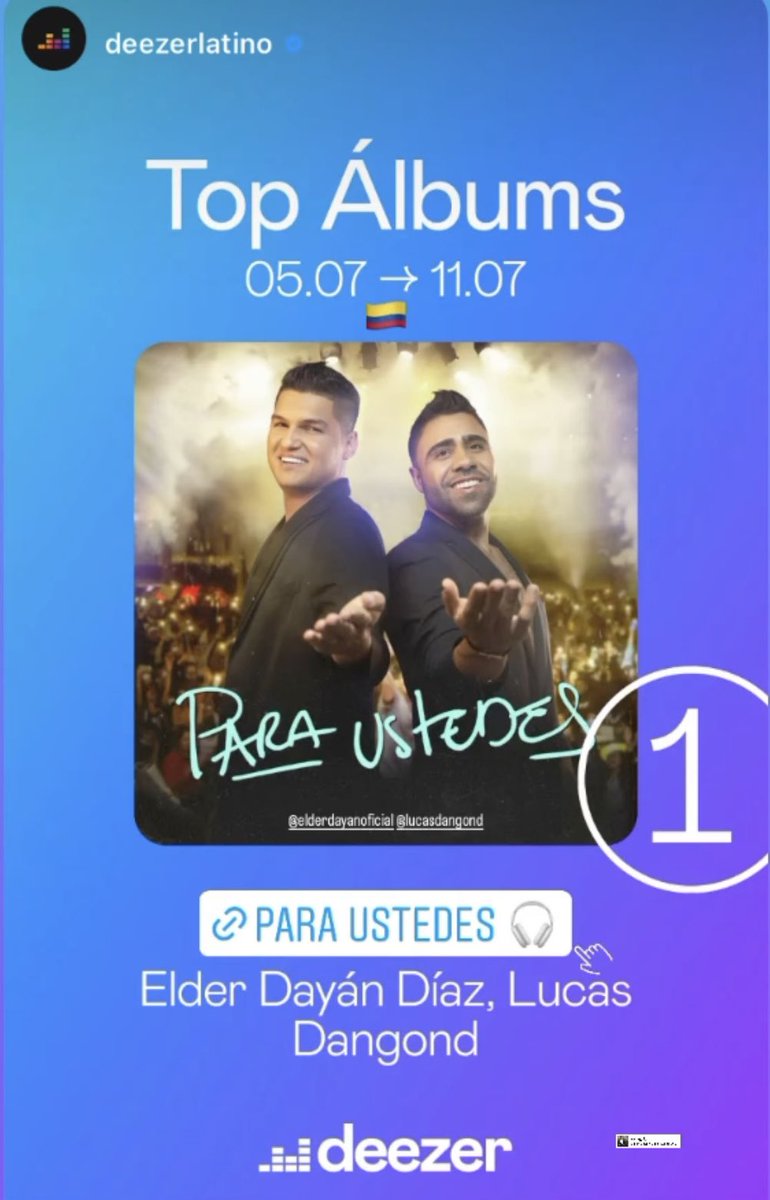 Primera semana en plataformas y ha sido él álbum más reproducido en Colombia… # 1 Gracias padre mío 🙏🏽 
<a href="/DeezerLatino/">Deezer Latino</a>