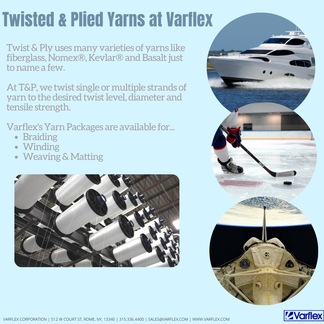 varflexcorp's tweet photo. Twisted &amp; Plied Yarns at Varflex is located at our 2nd facility on Success Drive. #Varflex specializes in Twisted &amp; Plied Yarns used for Braiding, Winding, Weaving or Matting.

Visit https://t.co/faMi5CTs3M or contact our sales team, sales@varflex.com for more info! https://t.co/KC5yGH37SB