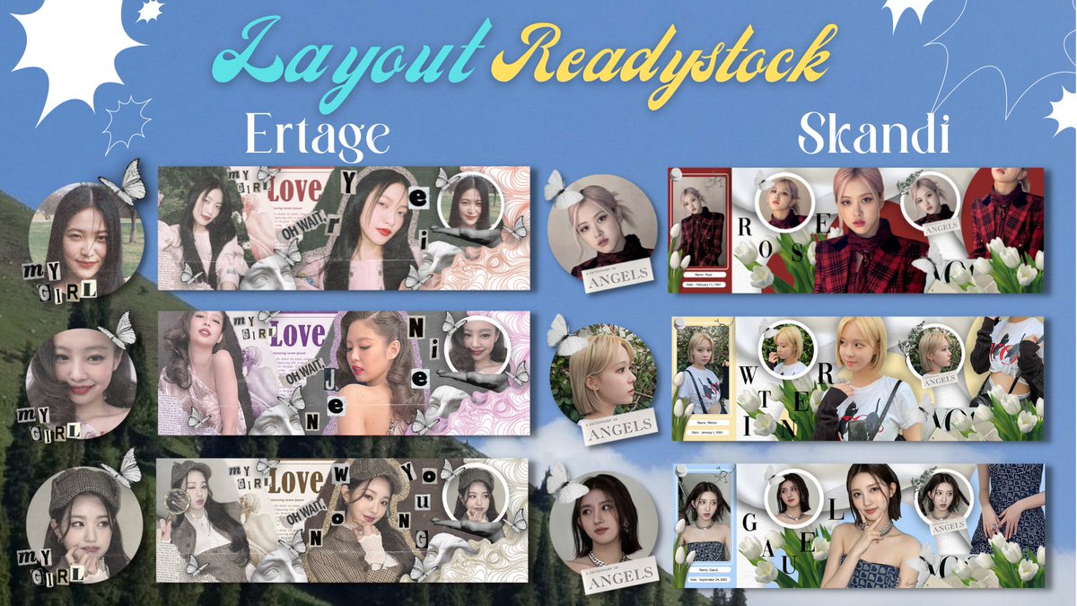 bantu rt <3🙏

halo semuanya! aku ada layout readystock chara gaeul, wonyoung, jennie, rose, yeri, winter. minat langsung dm aja ya sambil tag aku di rep bawah. yuk jajan! ✨😊
💰 ertage = 7k 
💰 skandi = 6k
(get ava jpeg dan png) 

#zonajajan #zonauangᅠ #zonaba