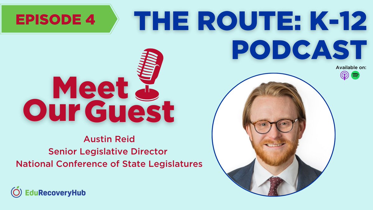 StudentSuccess's tweet photo. NEW on the Route K-12 podcast: Senior Legislative Director @austindreid of @NCSLeducation shares the nuts and bolts on how states are distributing federal recovery funds and what role state legislators play in the process. https://t.co/DZ2ekWjwJk #EduRecoveryHub https://t.co/E9y6APWWam