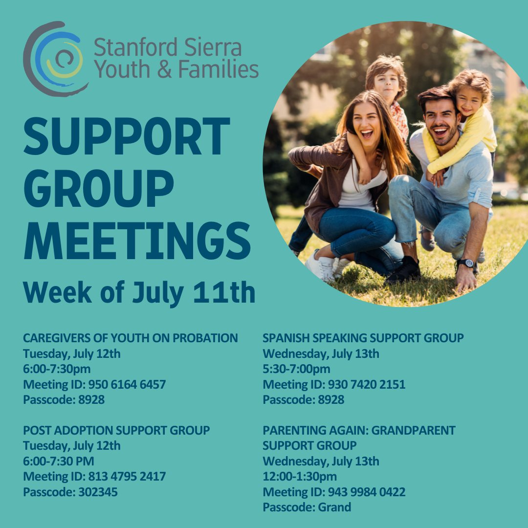 StanfordSierra1's tweet photo. Please join us for one of our Virtual Support Group Meetings scheduled for the week of July 11th!
For more information and to register please visit: https://t.co/XrJWB7Y5iR
#ssyaf #supportgroupmeeting https://t.co/oslf5XaKCM